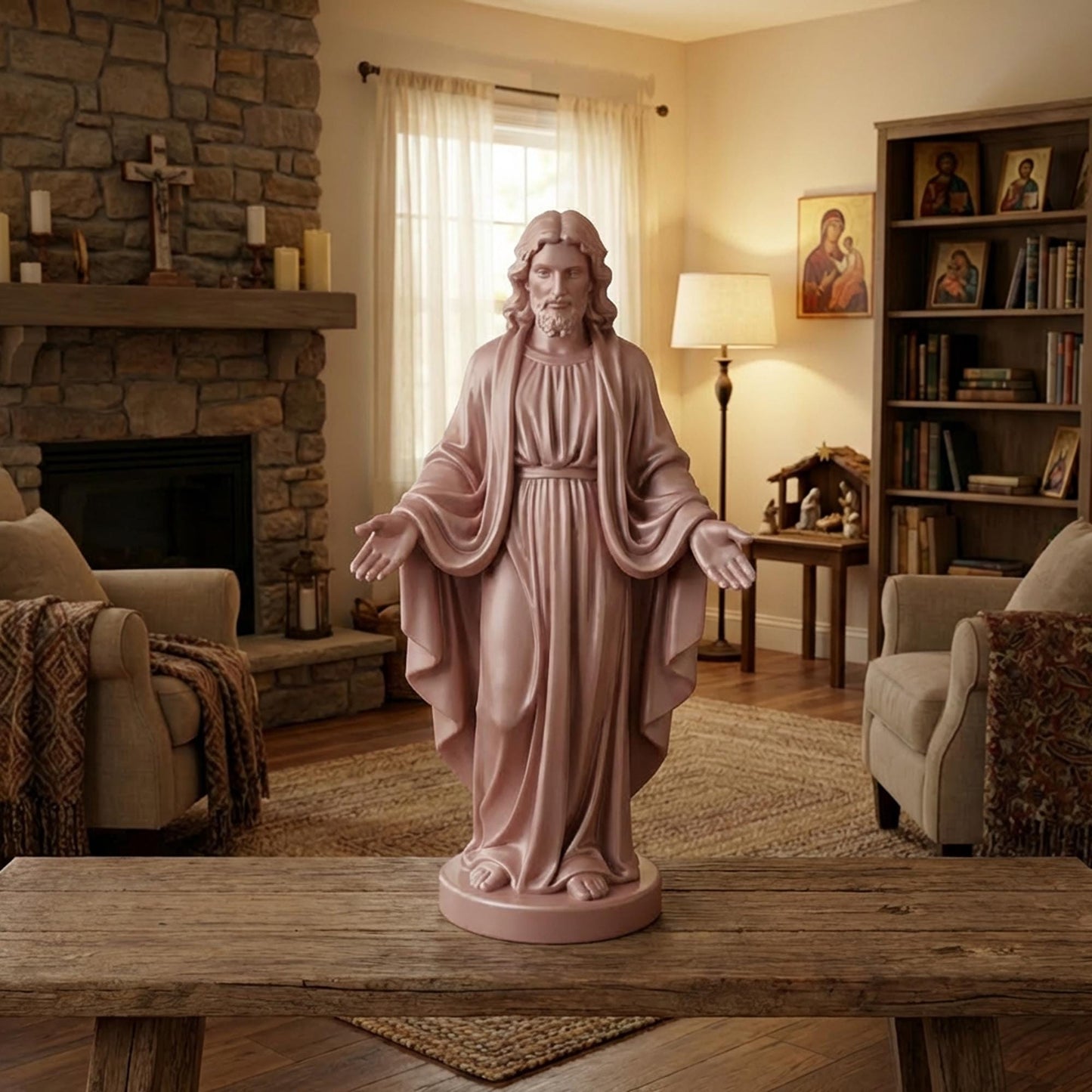 Jesus Statue | Wood-Like Finishing Texture