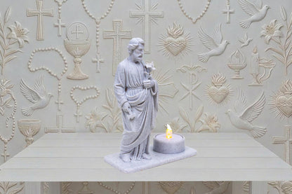Saint Joseph Statue with LED Tealight | White Rock-Loke Finishing