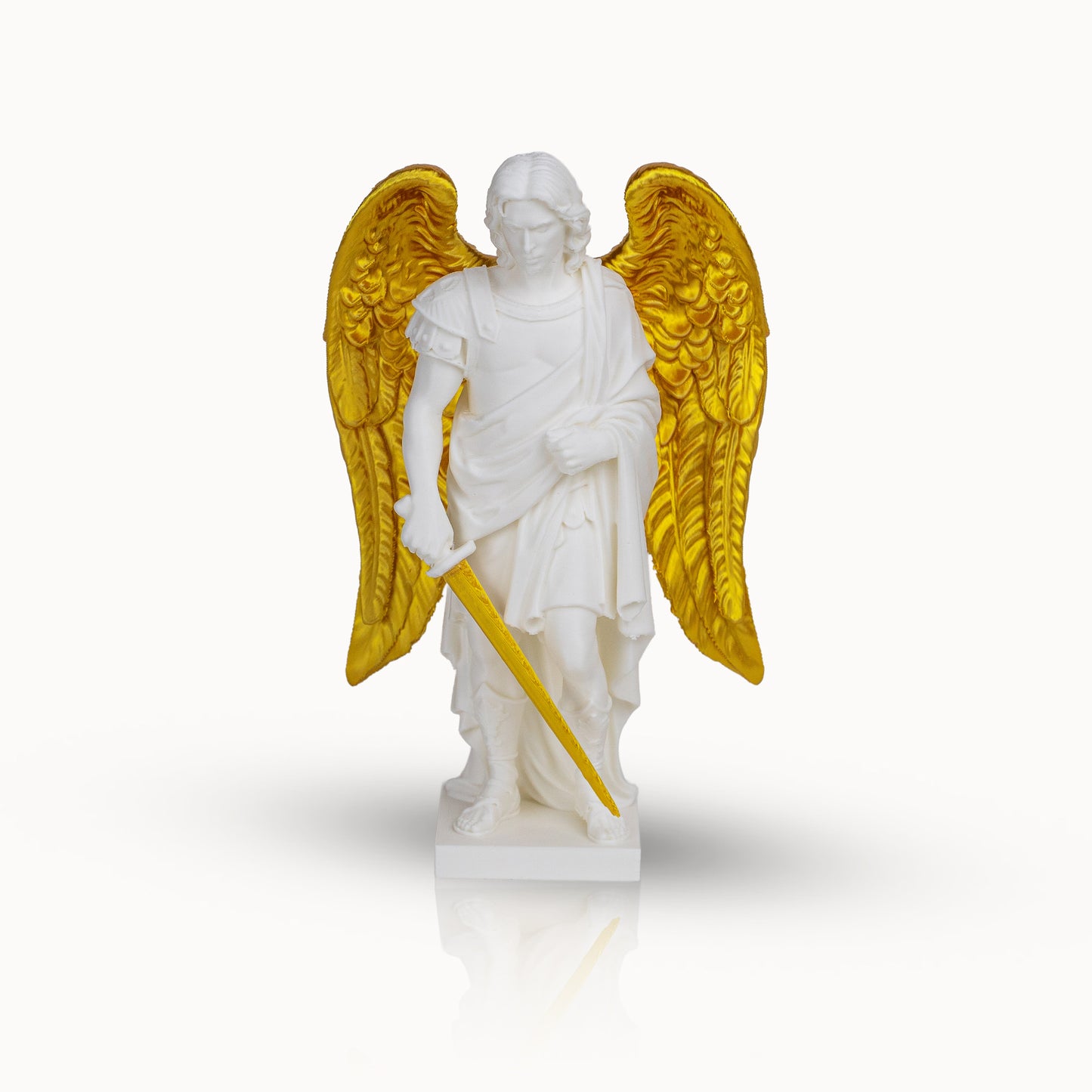 Archangel Michael Statue – White Golden Finish | Christian Home Decor | Catholic Gift | Religious Gift