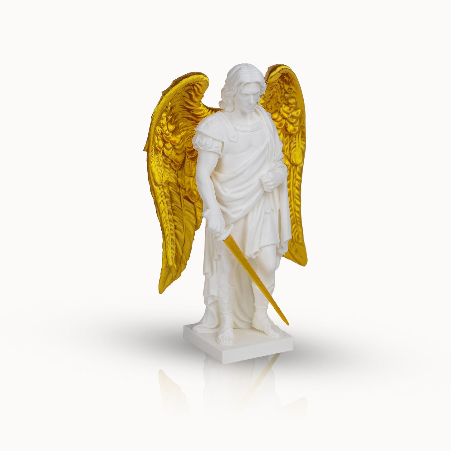 Archangel Michael Statue – White Golden Finish | Christian Home Decor | Catholic Gift | Religious Gift