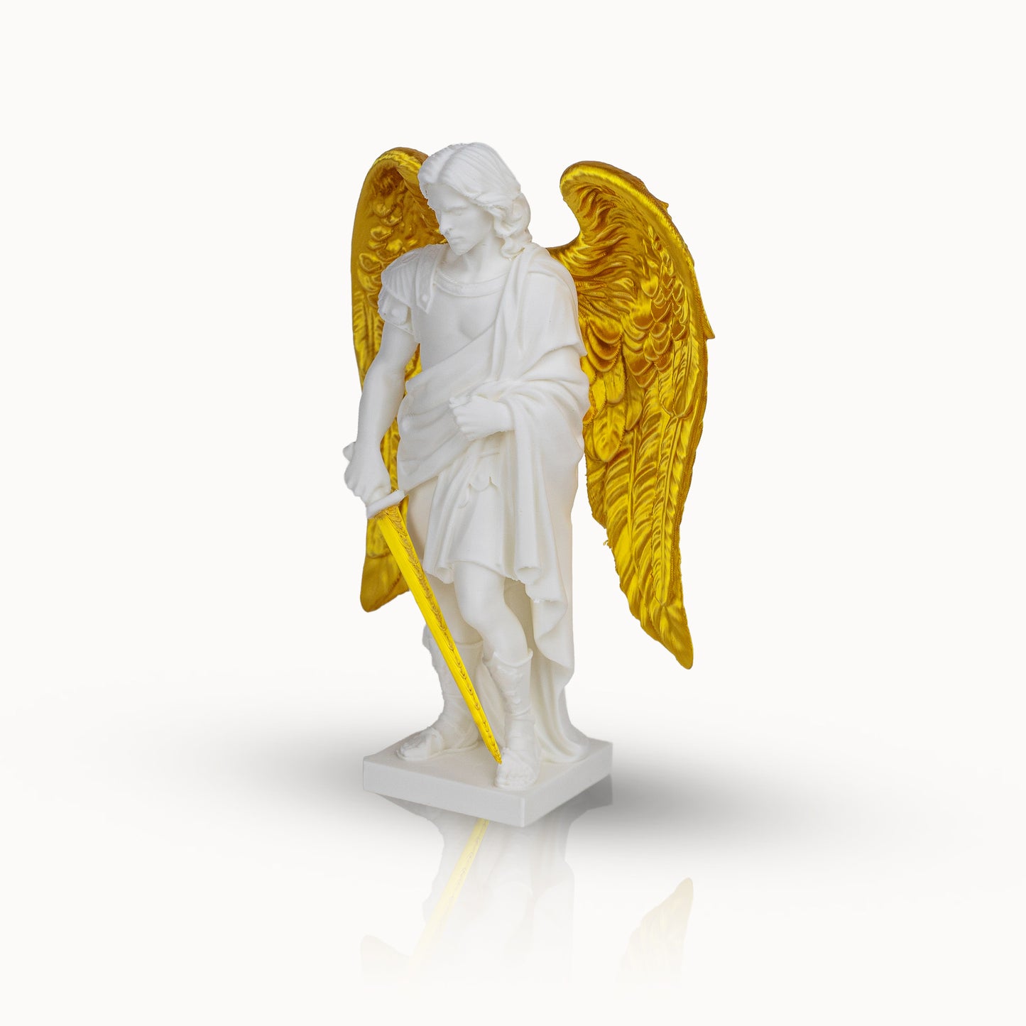 Archangel Michael Statue – White Golden Finish | Christian Home Decor | Catholic Gift | Religious Gift