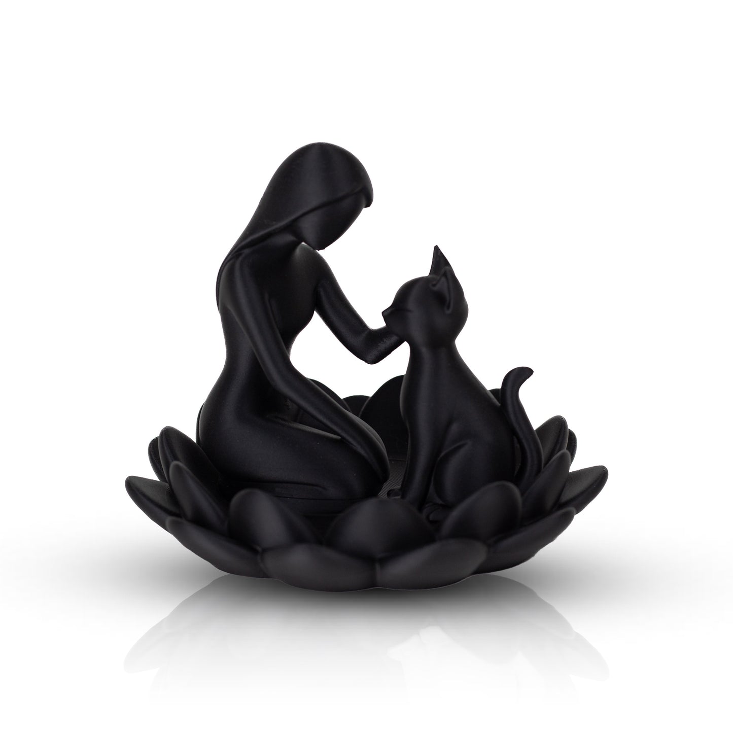 Modern Cat Lover Jewelry Holder | Minimalist Decorative Tray with Woman & Cat Sculpture, Elegant Home Decor