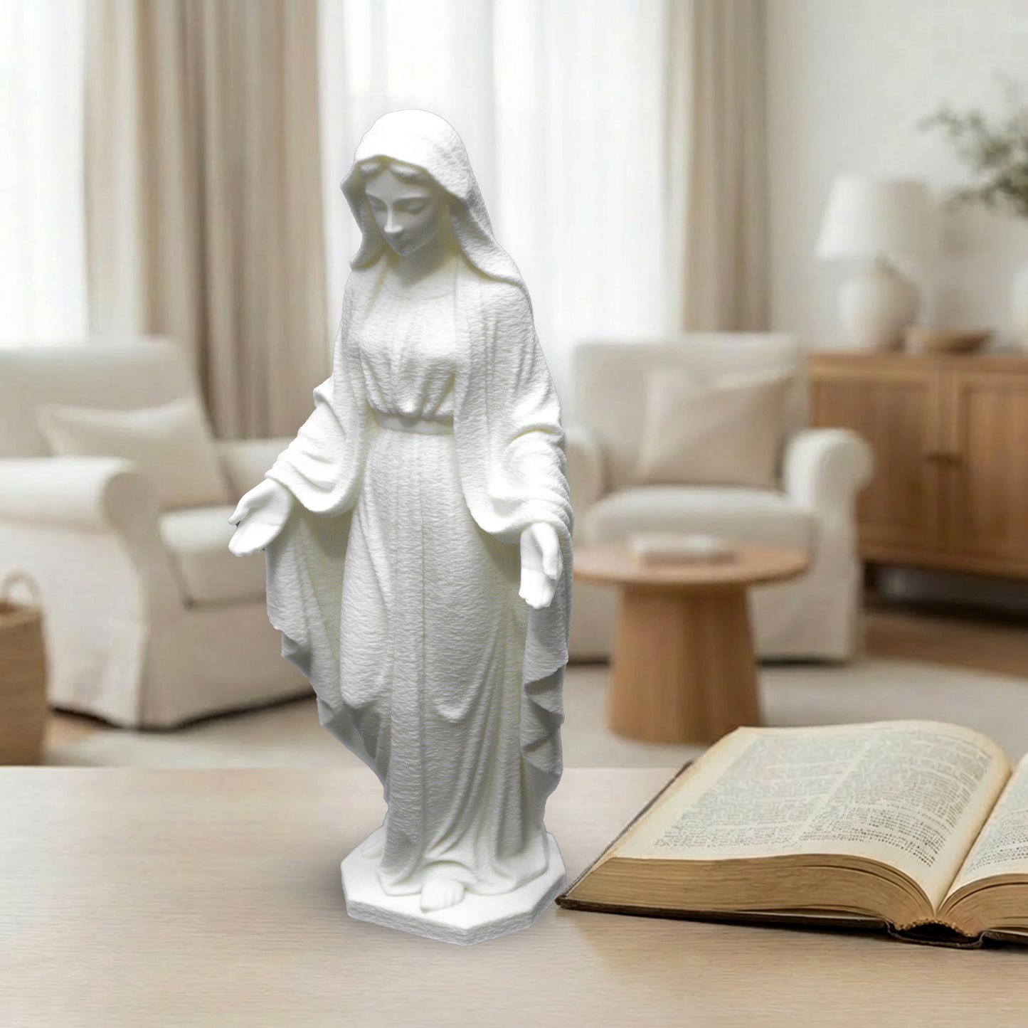 Virgin Mary Statue | White or Beige Cotton Finish