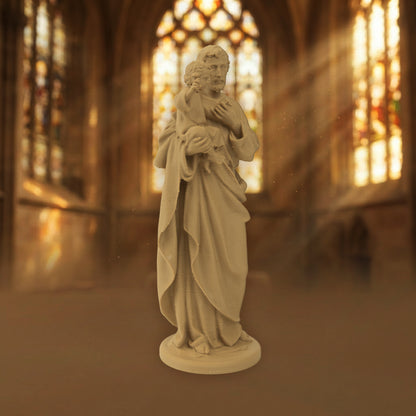 Saint Joseph Holding Child Jesus | Wood-Like Finishing Texture
