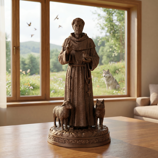 Saint Francis Statue 6" & 10" Sizes | Copper-Like Finishing