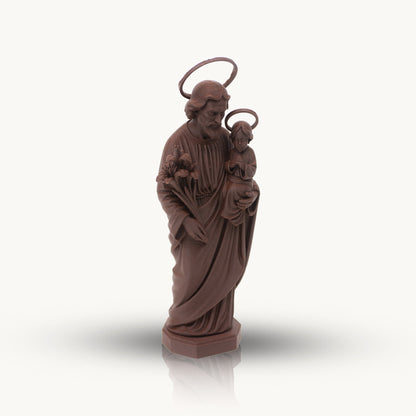 Saint Joseph with Lilies | Multiple Sizes (6"-10") | Traditional Catholic Statue | Walnut or Maple Wood Finish