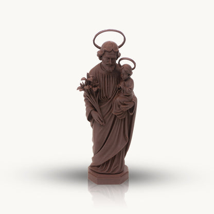 Saint Joseph with Lilies | Multiple Sizes (6"-10") | Traditional Catholic Statue | Walnut or Maple Wood Finish