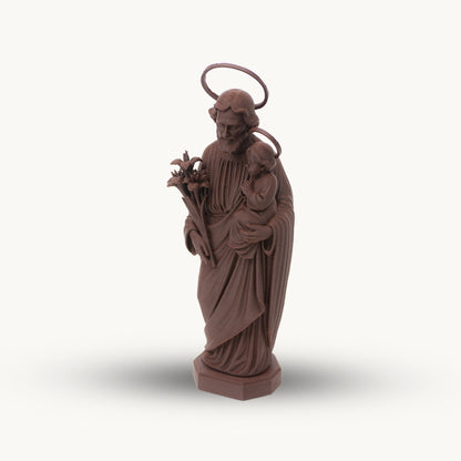Saint Joseph with Lilies | Multiple Sizes (6"-10") | Traditional Catholic Statue | Walnut or Maple Wood Finish