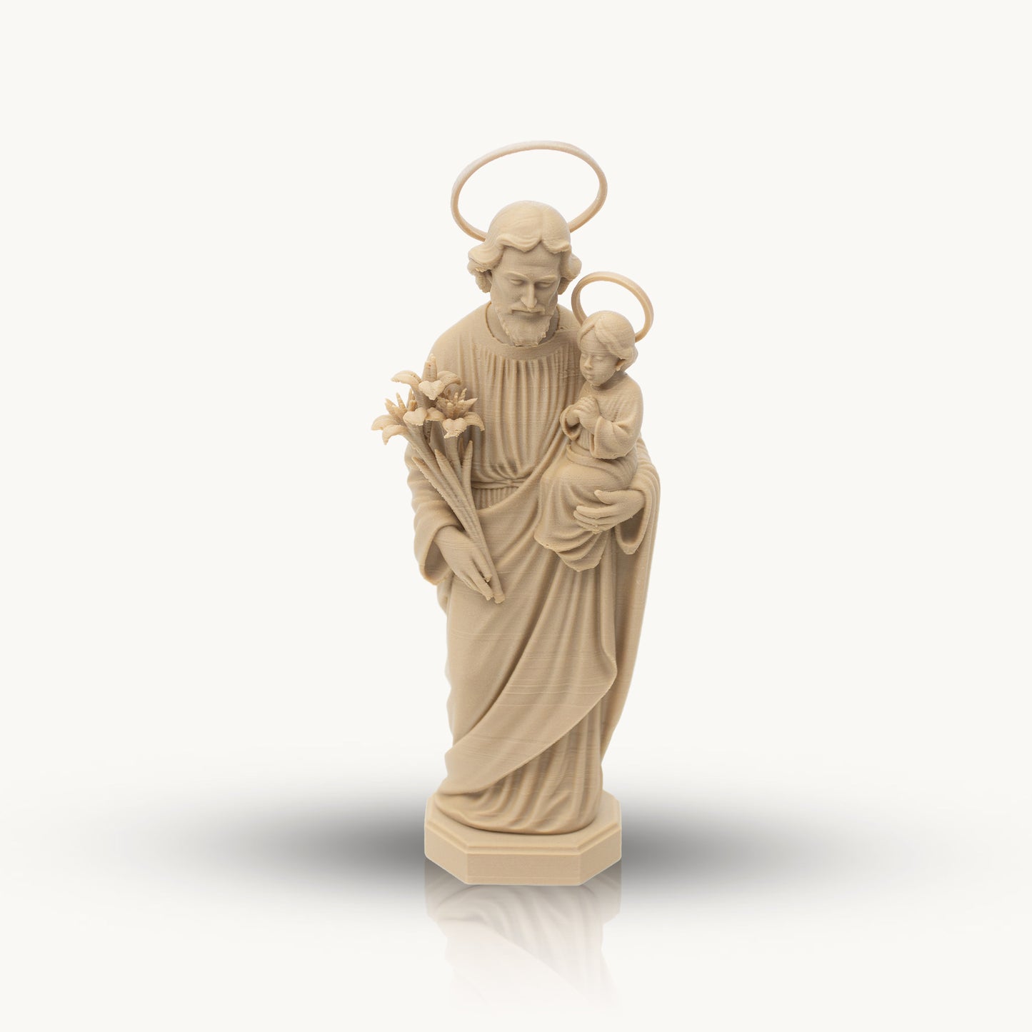 Saint Joseph with Lilies | Multiple Sizes (6"-10") | Traditional Catholic Statue | Walnut or Maple Wood Finish