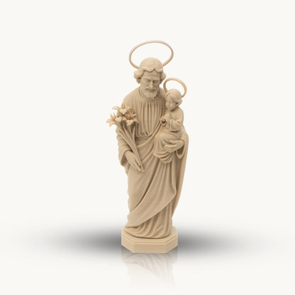 Saint Joseph with Lilies | Multiple Sizes (6"-10") | Traditional Catholic Statue | Walnut or Maple Wood Finish