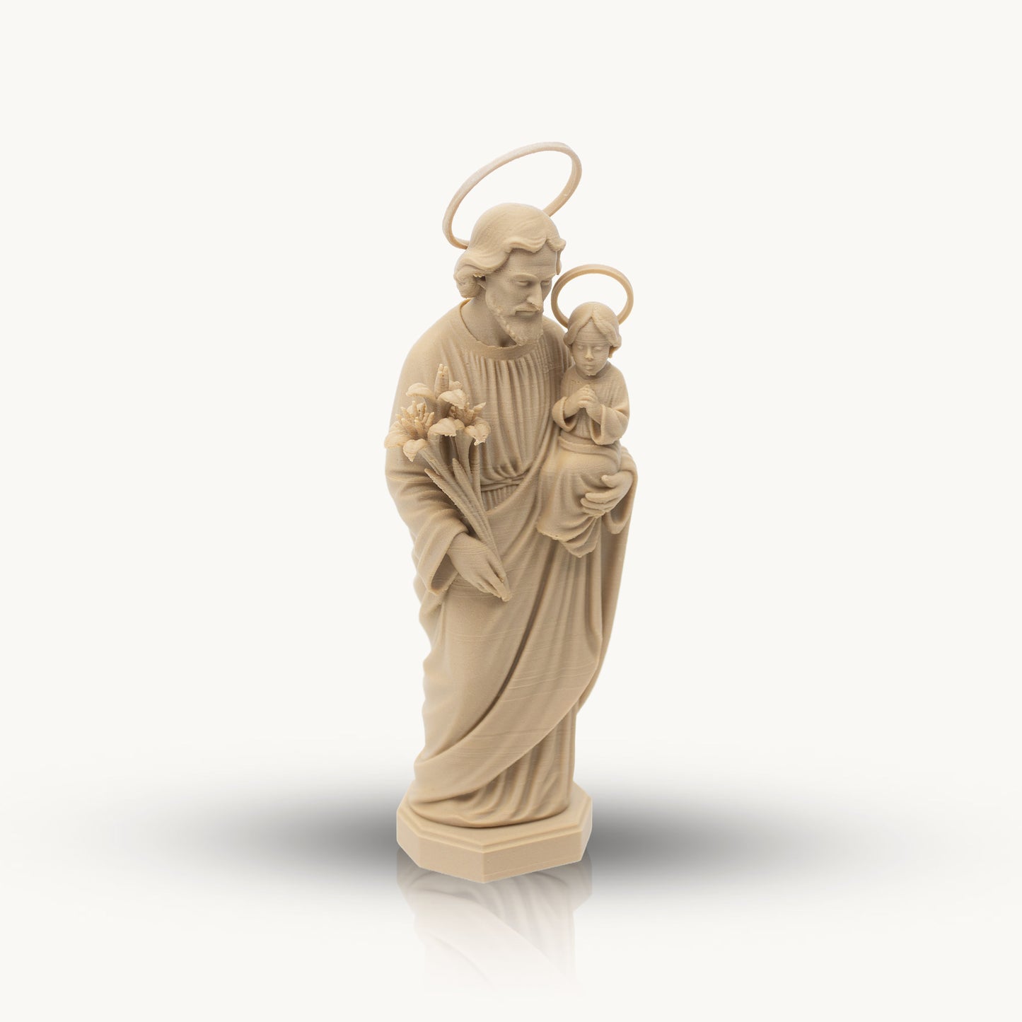 Saint Joseph with Lilies | Multiple Sizes (6"-10") | Traditional Catholic Statue | Walnut or Maple Wood Finish