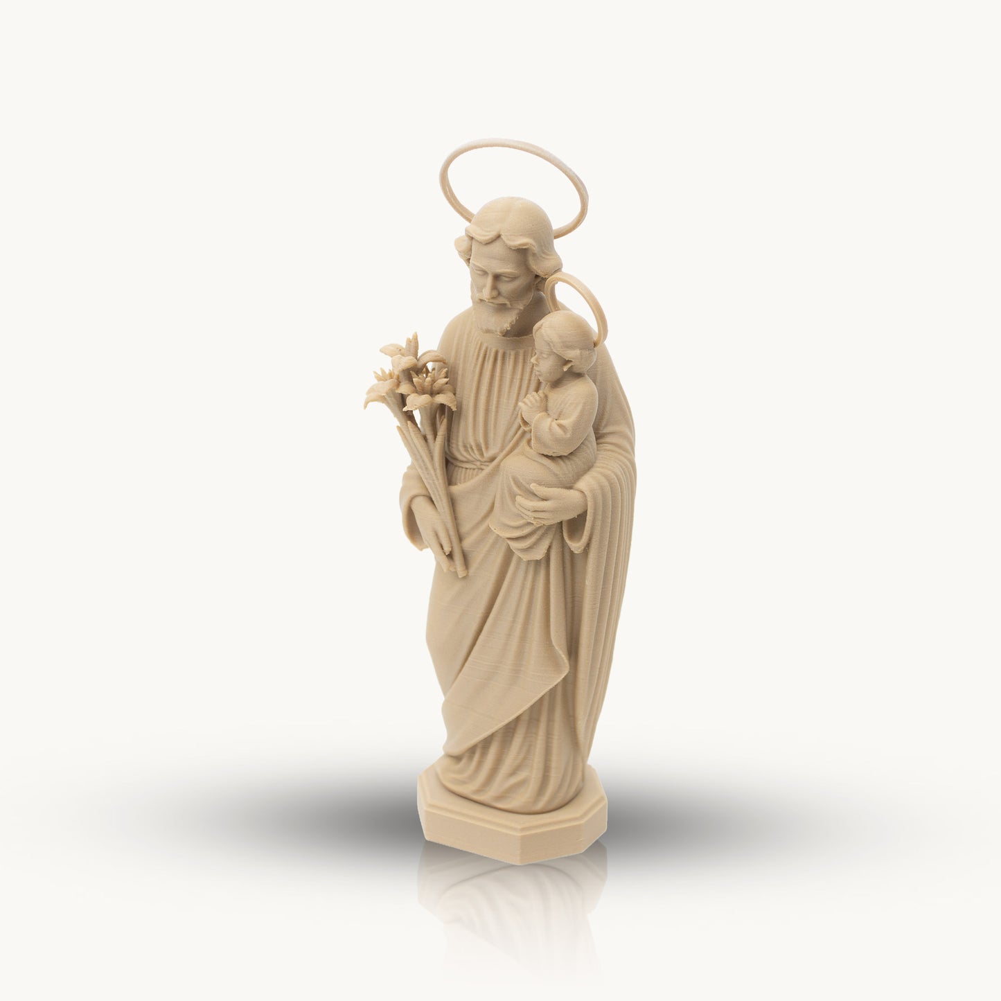 Saint Joseph with Lilies | Multiple Sizes (6"-10") | Traditional Catholic Statue | Walnut or Maple Wood Finish