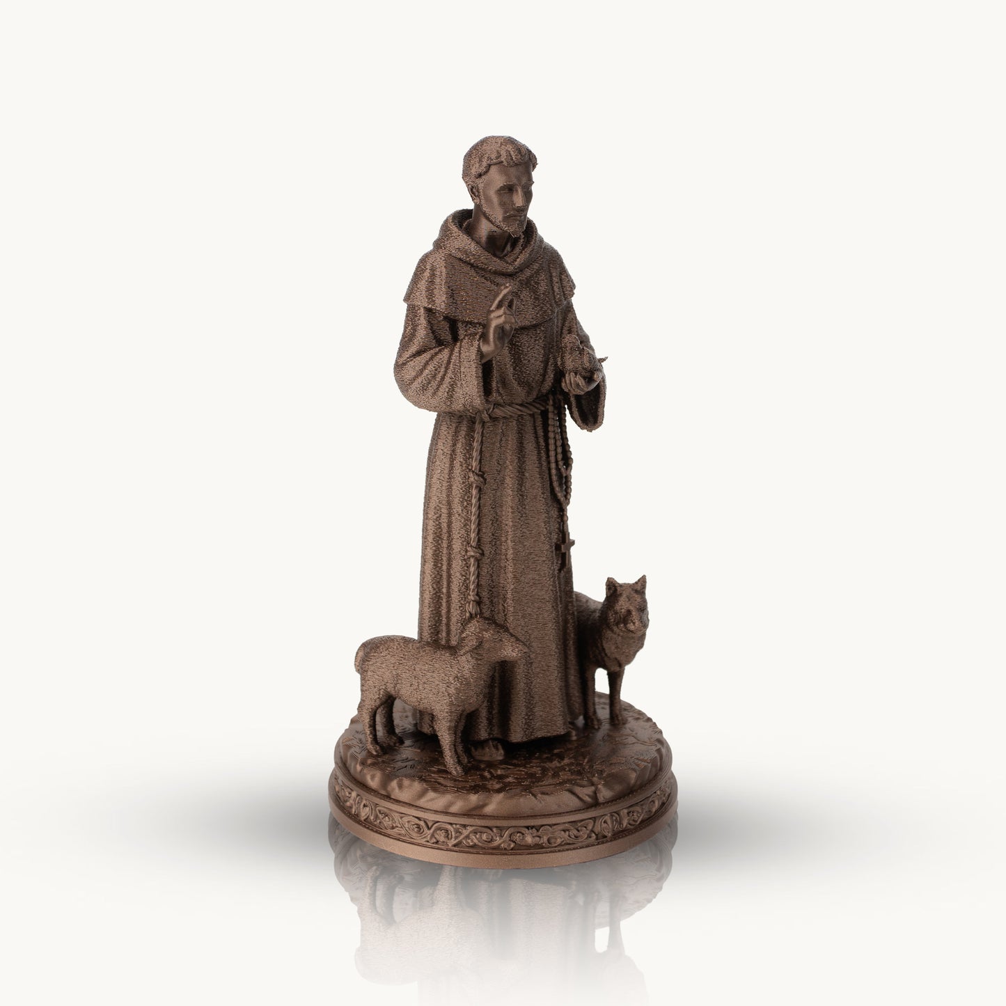 Saint Francis Statue 6" & 10" Sizes | Copper-Like Finishing