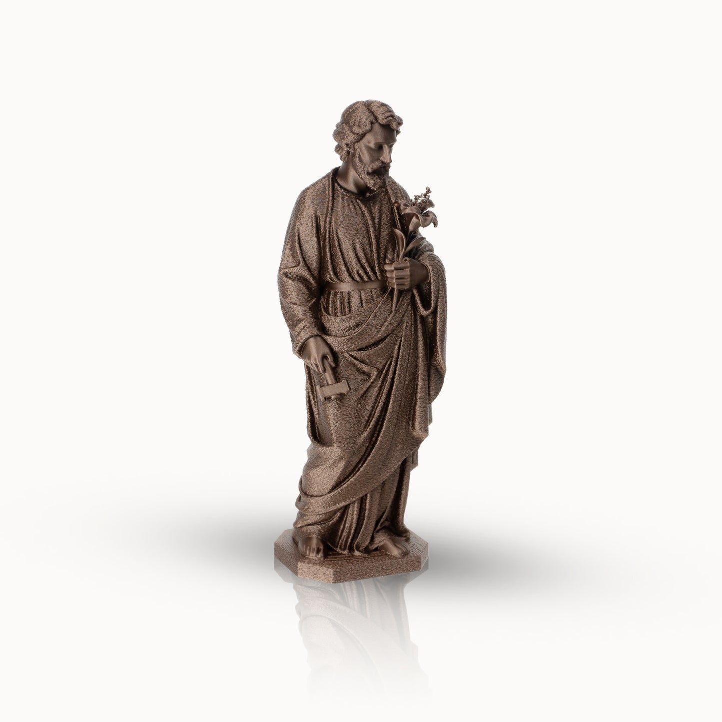 Saint Joseph Holding Lilies Statue | Copper-Like Finishing | 6" & 10" Sizes