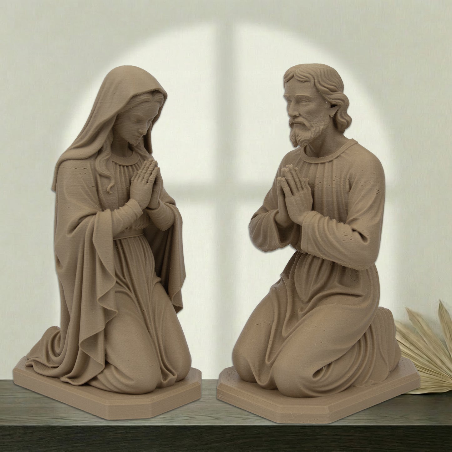 Saint Joseph Kneeling Statue | Wood-Like Finishing Texture