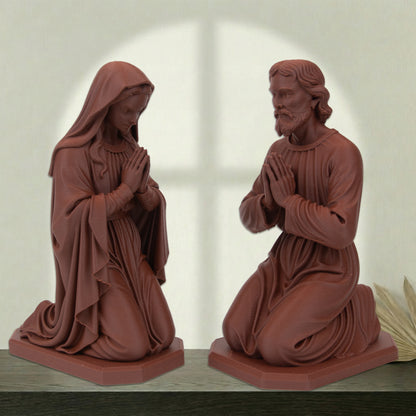 Saint Joseph Kneeling Statue | Wood-Like Finishing Texture