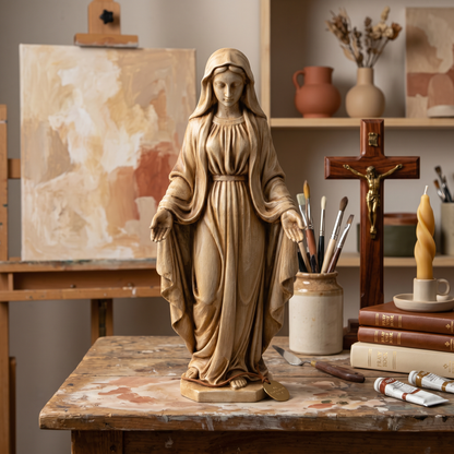 Virgin Mary Statue | Hand-Painted Oil Finish | 6" & 10" Sizes