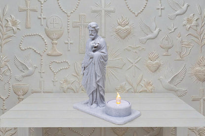 Saint Joseph Statue with LED Tealight | White Rock-Loke Finishing