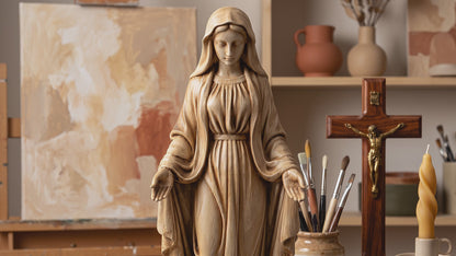 Virgin Mary Statue | Hand-Painted Oil Finish | 6" & 10" Sizes