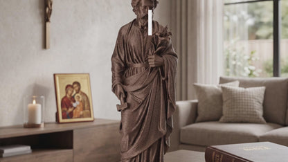 Saint Joseph Holding Lilies Statue | Copper-Like Finishing | 6" & 10" Sizes